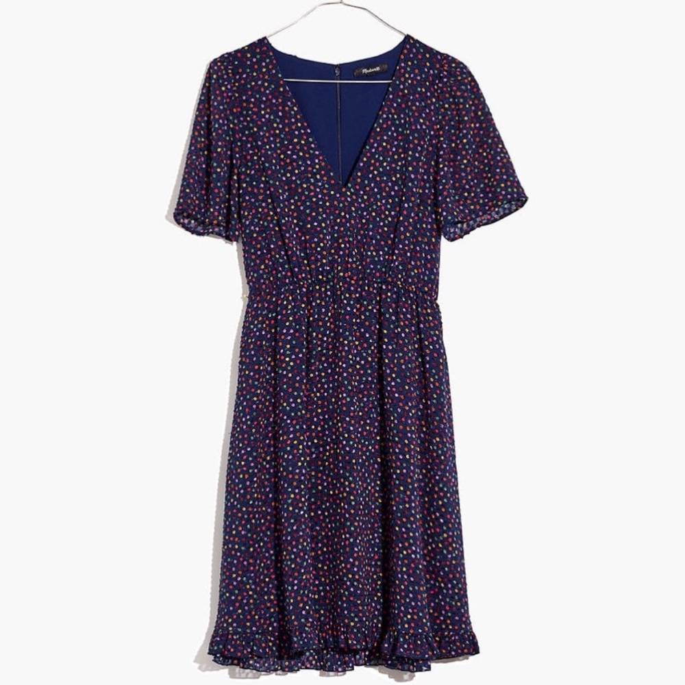 Madewell Flutter-Sleeve Ruffle-Hem Dress. NWT.